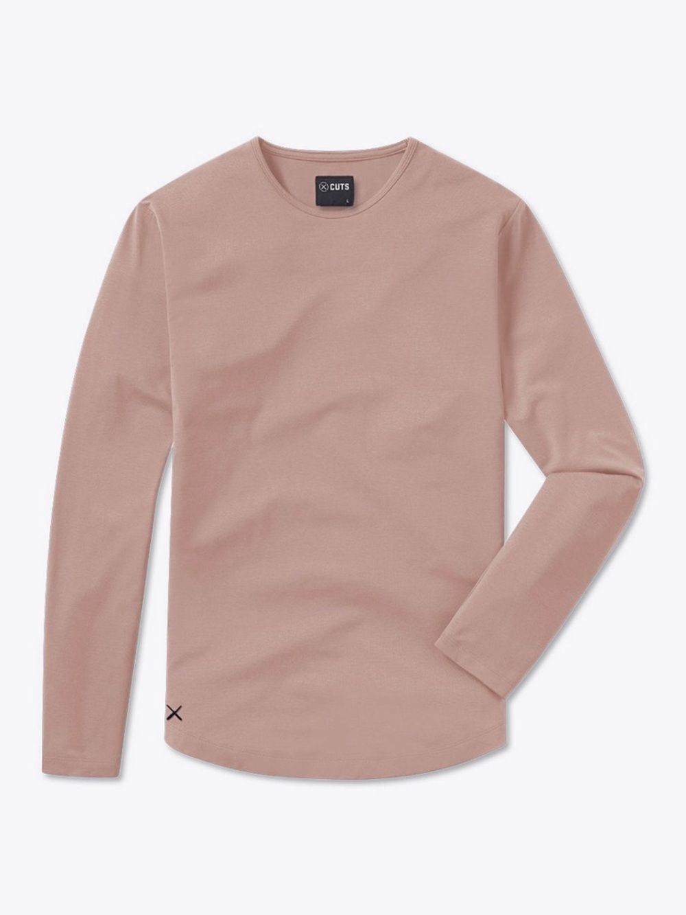 Cuts AO Long Sleeve Curve-Hem Tee Mens L Mountain Mist Performance Stretch Shirt